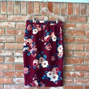Maroon Floral Skirt